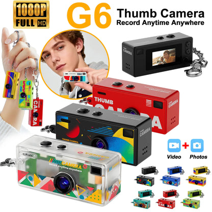 G6 Retro Mini Keychain Camera - 1080P HD Recorder with Auto Focus, 130° Wide Angle Lens, and LCD Screen - Portable and Stylish!